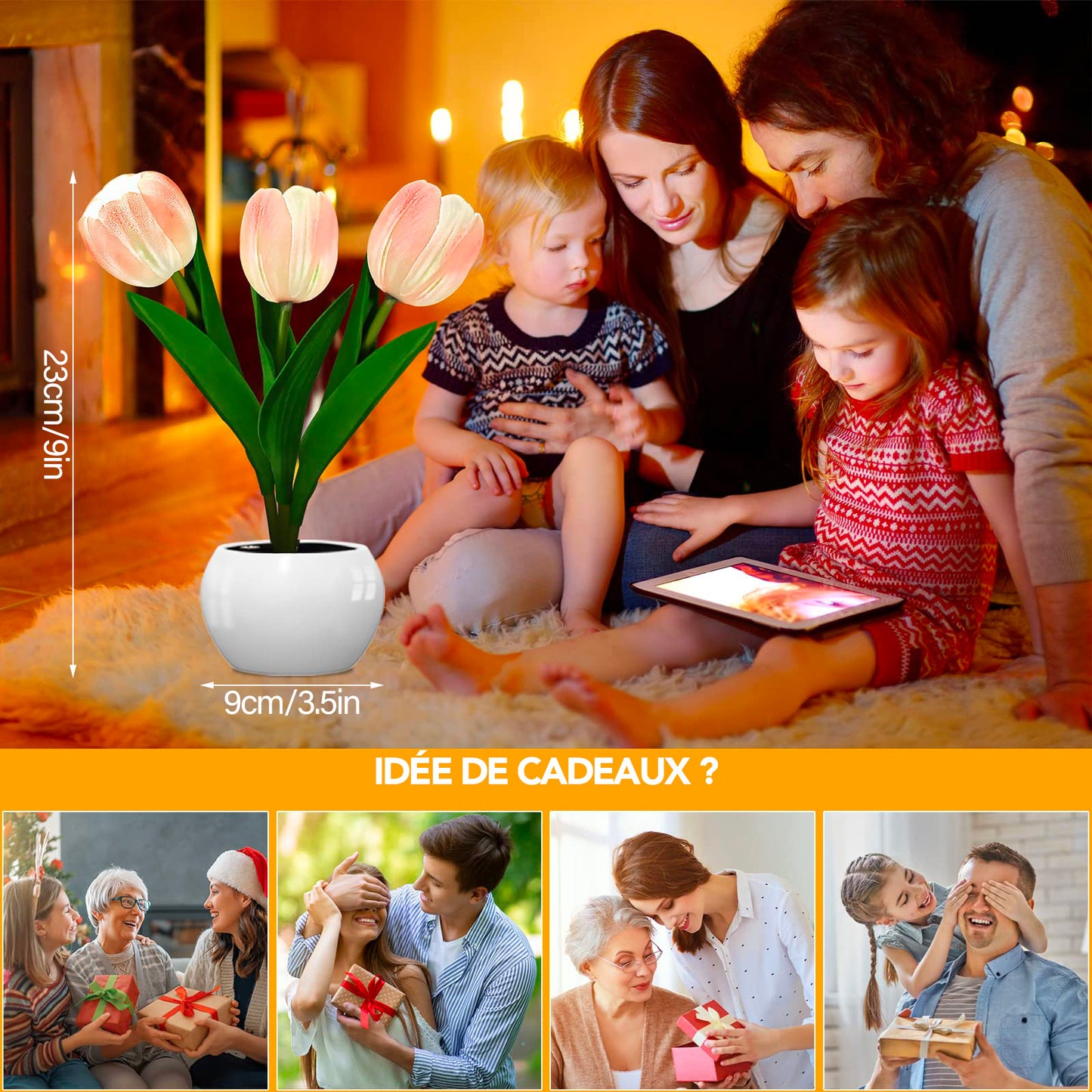 Lampe LED en forme de tulipe